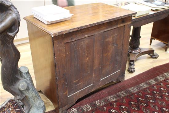 A George III mahogany bowfront chest with brushing slide, W.92cm D.58cm H.82cm